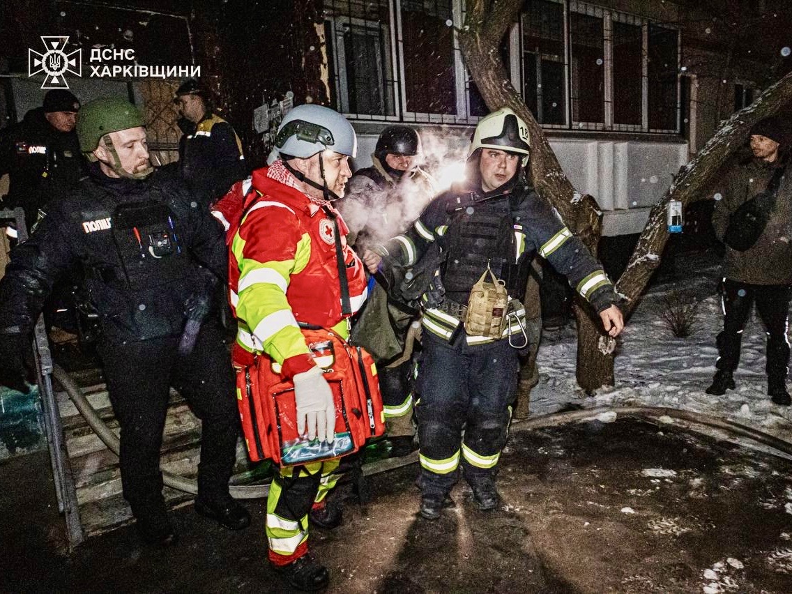 The Ukrainian Red Cross emergency response team in the Kharkiv region ...