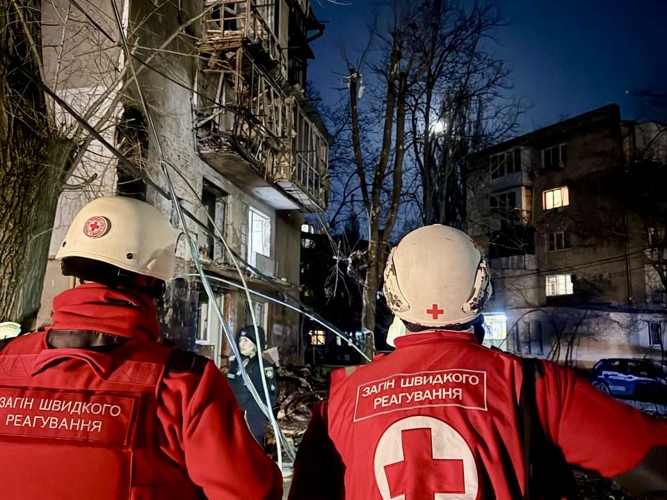 Providing assistance at the site of the overnight strike on Odesa ...