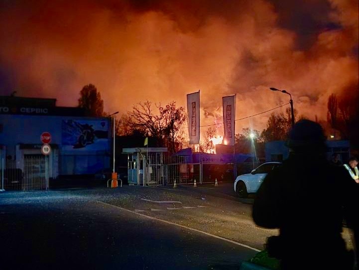 Kyiv: Ukrainian Red Cross team working at the site of the strike on the capital