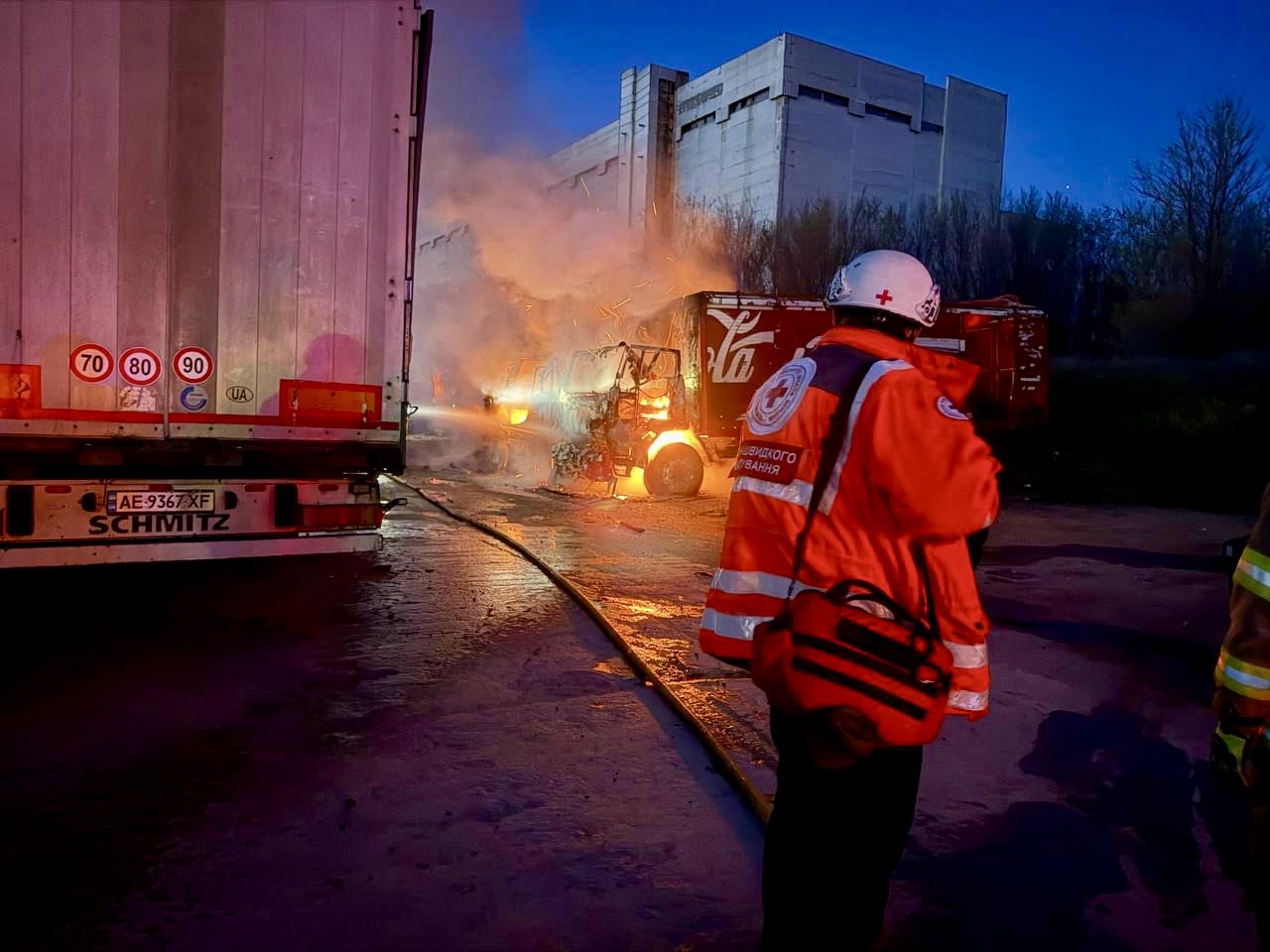 恐ロシア The Ukrainian Red Cross provides assistance at the site of another