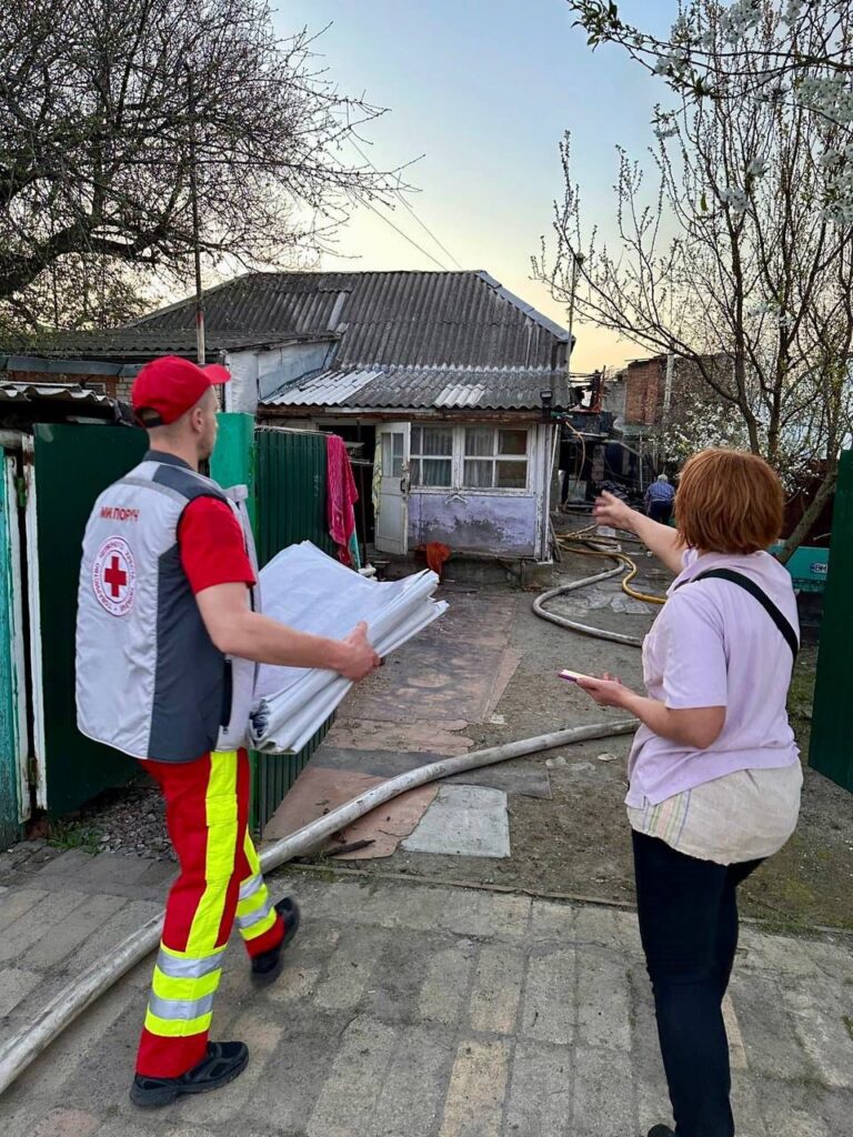 The Ukrainian Red Cross provides assistance at the sites of the strikes ...
